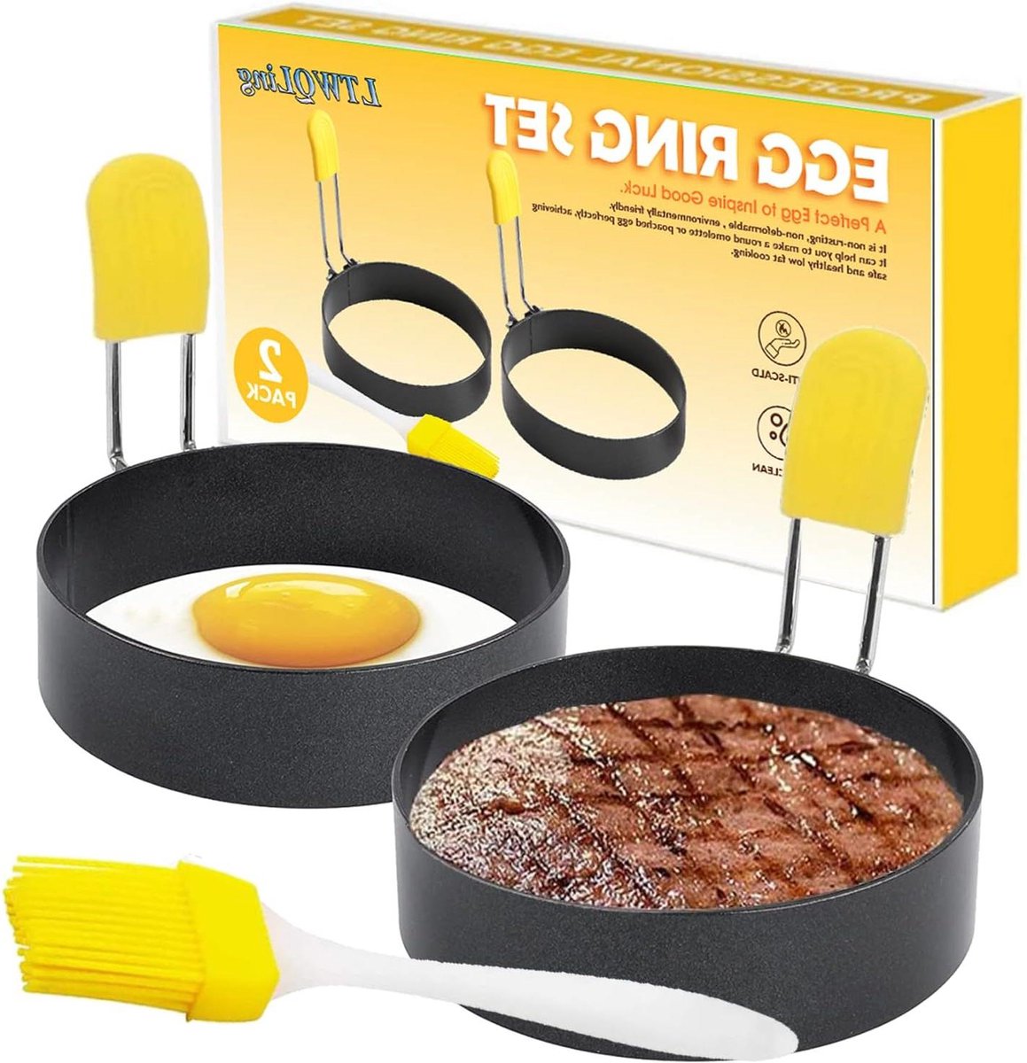 Eierringen Bakken - Eivormer Mal - Ontbijt Maken - Anti-aanbaklaag - 105 cm - Zwart en geel