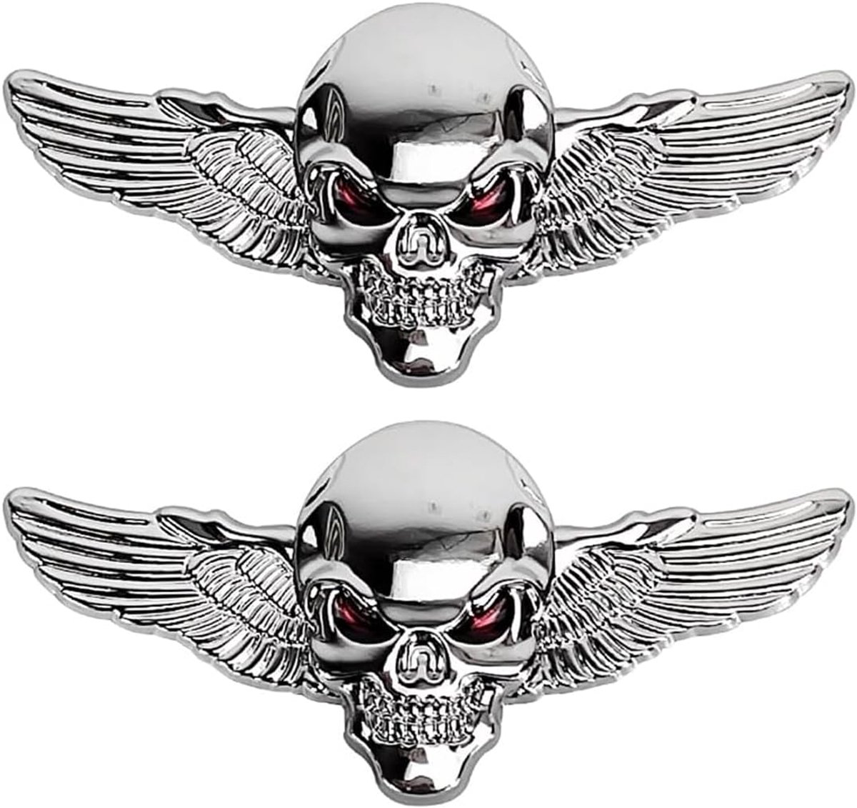 Auto sticker skull embleem 3D - zilver - 11 x 5 cm - opvallende decoratie voor persoonlijk autostyling - SnelShoppen