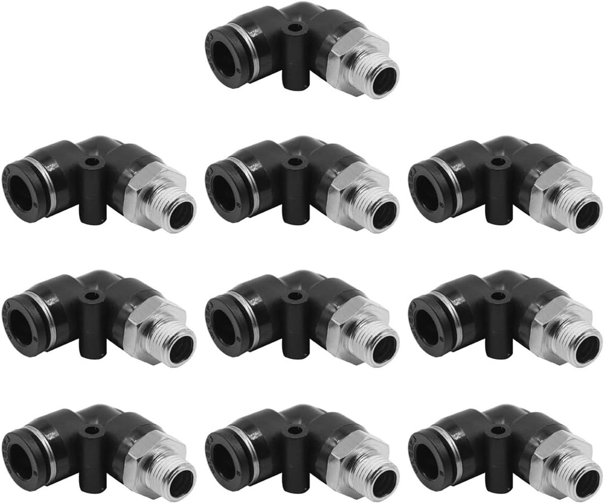 Pneumatisch schroefdraad ellebooggewricht 8 mm - 1/8" BSP - directe luchtstroom - trillingsbestendig - SnelShoppen