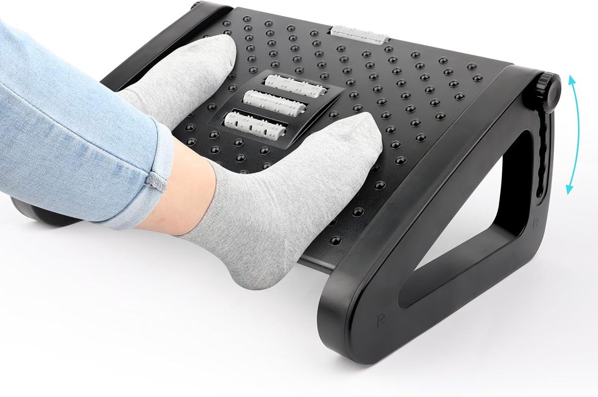 Voetsteun verstelbaar - 6 hoogte-instellingen - ergonomisch met massagefunctie - verlichting van benen en rug - SnelShoppen