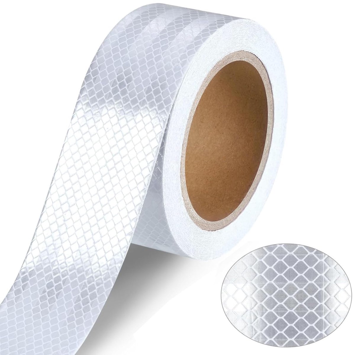 Reflecterende tape - 5 cm * 25 m - Reflecterende anti-aanrijdingsfolie - Zelfklevende waarschuwingssticker - Reflecterende strip voor 's nachts - PVC-materiaal - Verkeersveiligheid - Voertuigstickers - Wit