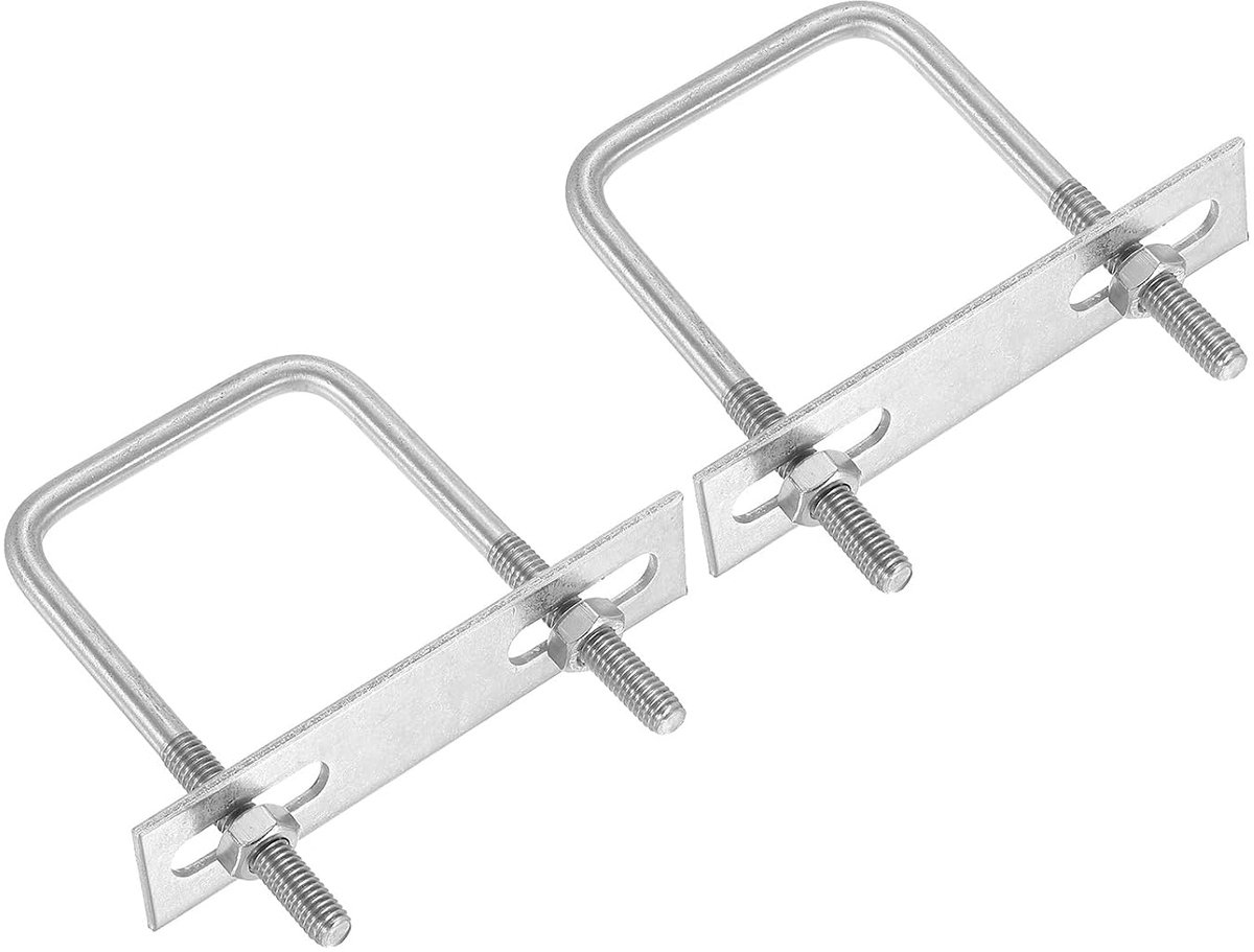 U-boutenset, 2 stuks, 304 roestvrij staal, vierkante U-vormige bouten, reserveonderdelen met frameplaten en moeren voor ski board zeilboot hanger