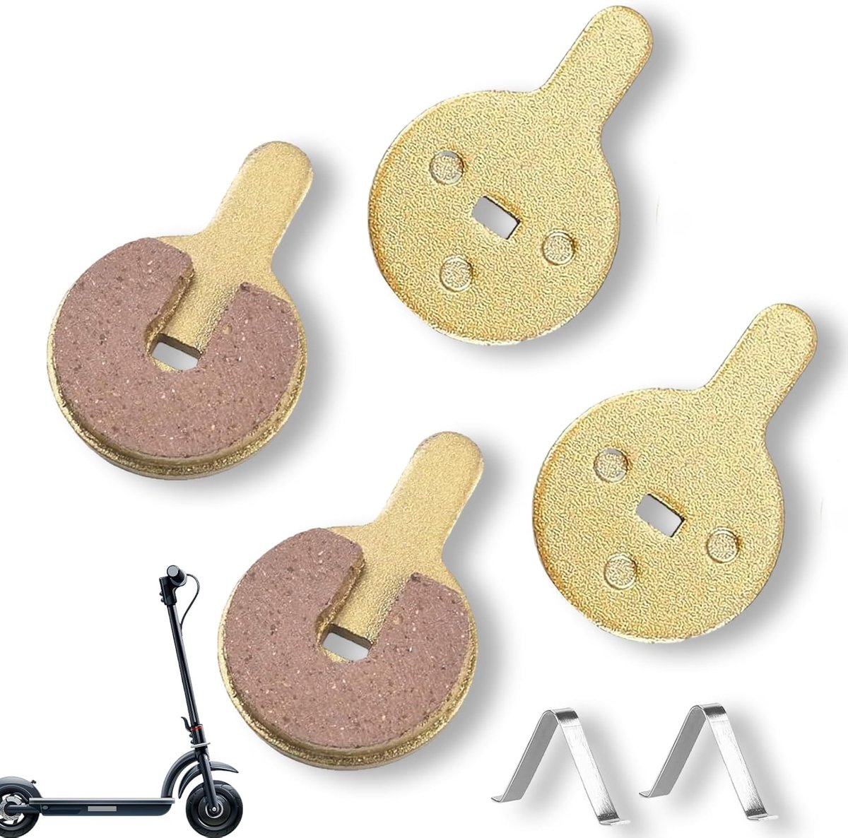 4 remblokken voor Hitway H5 E scooter, set van 2 paar van metaal op koperen basis, met 2 veren van roestvrij staal, accessoires voor scooterremmen