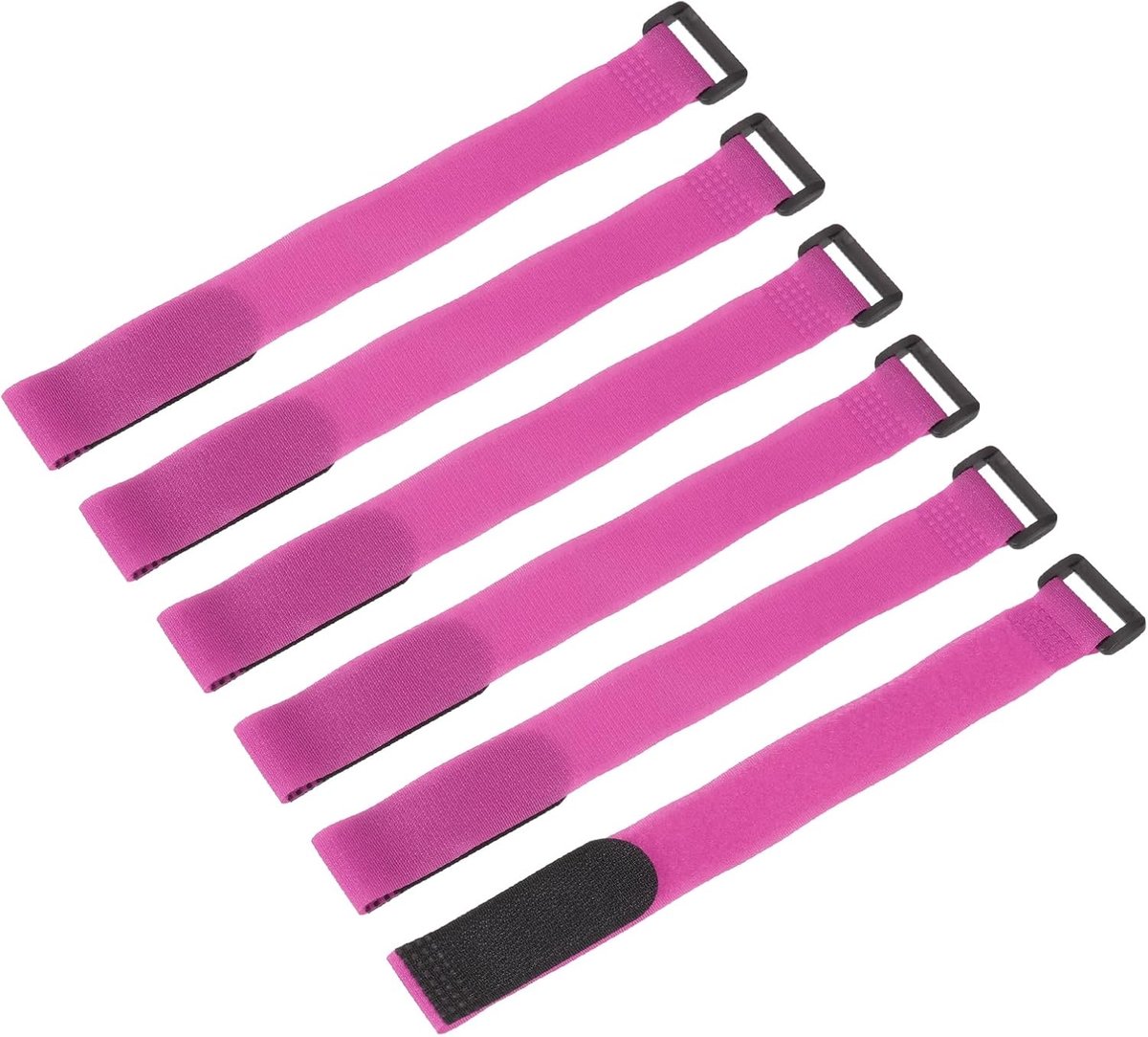 6 stuks herbruikbare batterijbevestigingsriemen, 25 mm x 300 mm, nylon, multifunctioneel, verstelbare batterijhouder, gesp, drone-gesp, boot, auto, roze