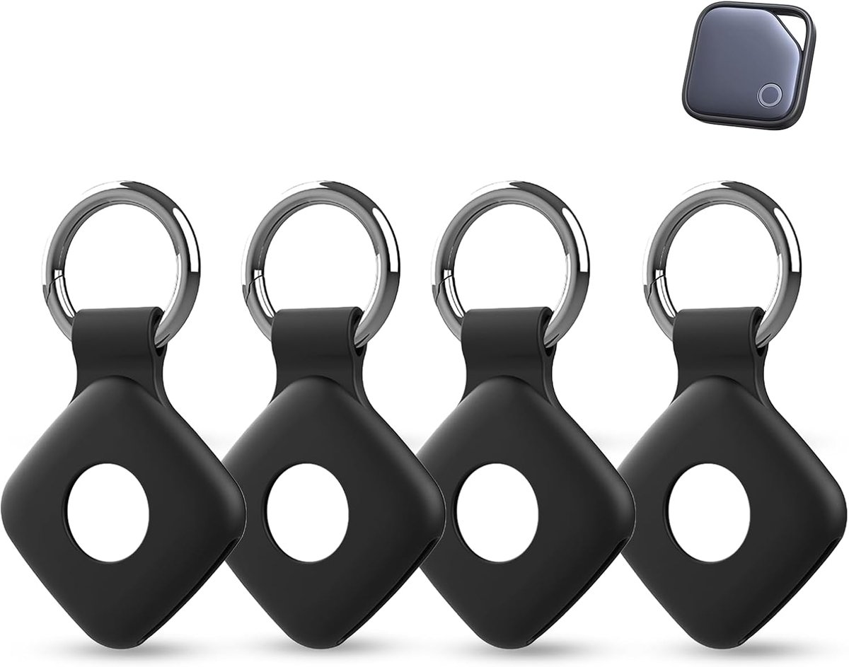 4-pack silicon hoesjes voor UGREEN FineTrack Anti-Loss Tracker, daunke Full Protection Cover (geschikt voor ouderen, huisdieren, rugzak, bagage, kinderen, sleutels) Krasbestendig, zwart