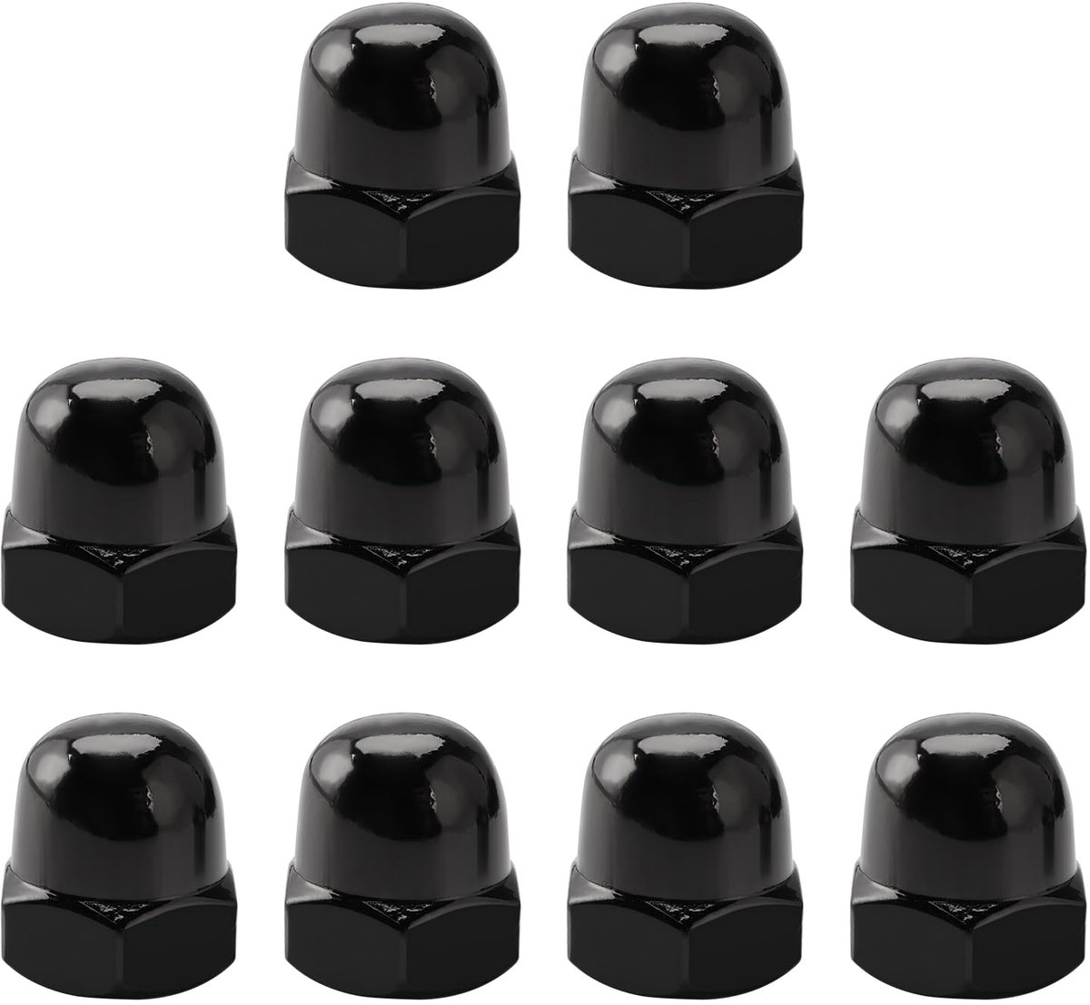 10 Stuks M10 Zwart 304 Roestvrij Staal Dopmoeren, Dome Hoofd Cap Hex Moeren, voor Banden en Assen