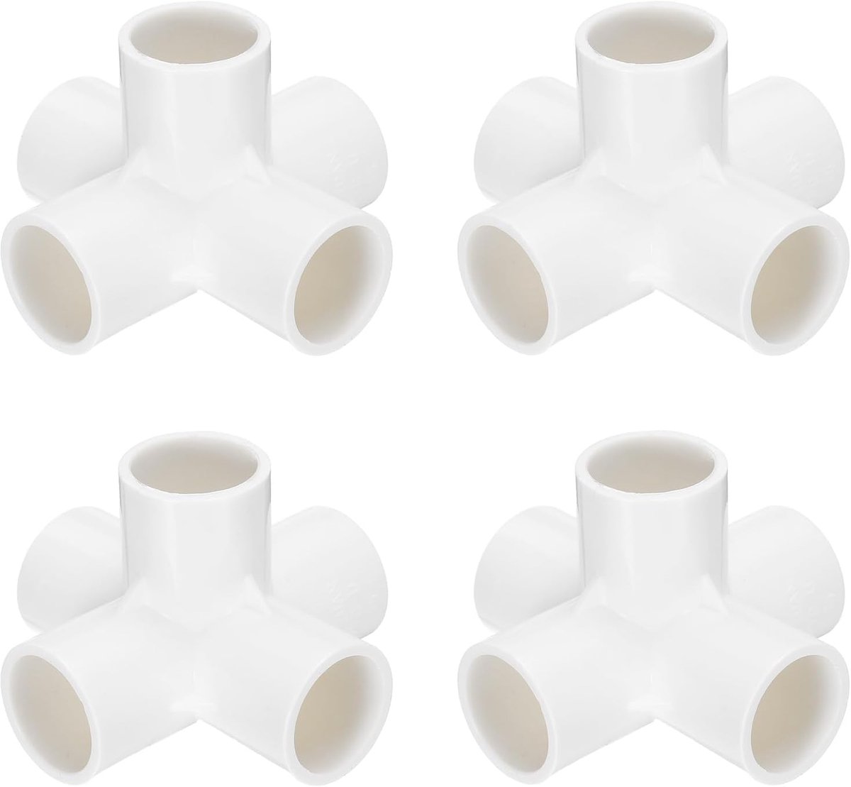 4 stuks 5-weg verbindingsstukken van pvc, 2,54 cm hoekverbinders, meubelslang, constructie, 90° hoekkoppeling voor buizen, hydraulische drainage, water, tuinbouw, wit