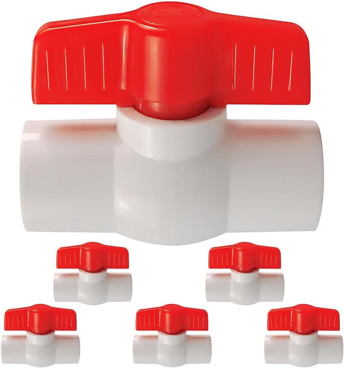 6 Stuks G 3/4 Kraan PVC kogelkraan, voor Pijpplunjer, Wit | ID 25mm,PVC,duurzaam,2 afdichtingsvlakken,eenvoudige installatie en bediening,voor Tuinirrigatie,Zwembaden,Koraalriffen