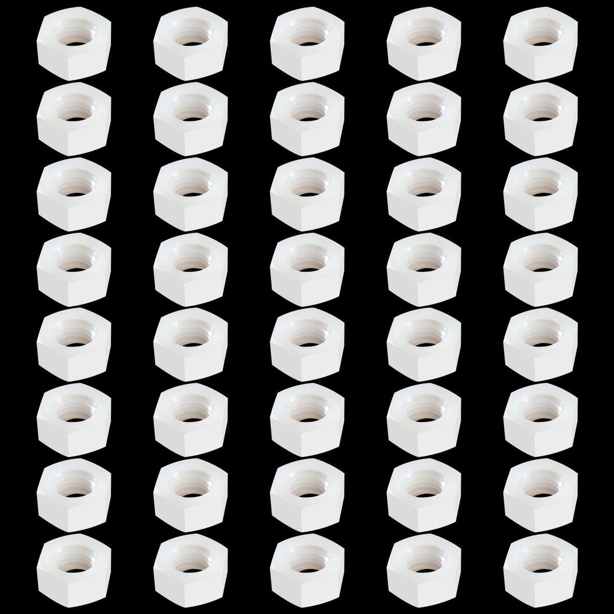 40 Stuks M8 Metrische Draad Zeskantbevestiging, Nylon Zeskantmoeren, Kunststof Zeskantmoer, Wit