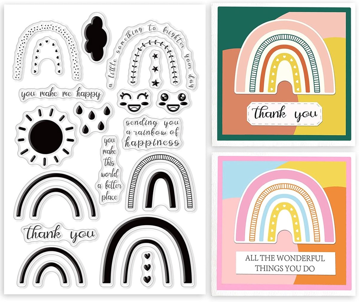 Regenboog Klare Stempel voor het maken van kaarten Wolken, zon en regendruppels Transparante siliconen stempels voor DIY scrapbooking, journaling, fotoalbum en knutselbenodigdheden