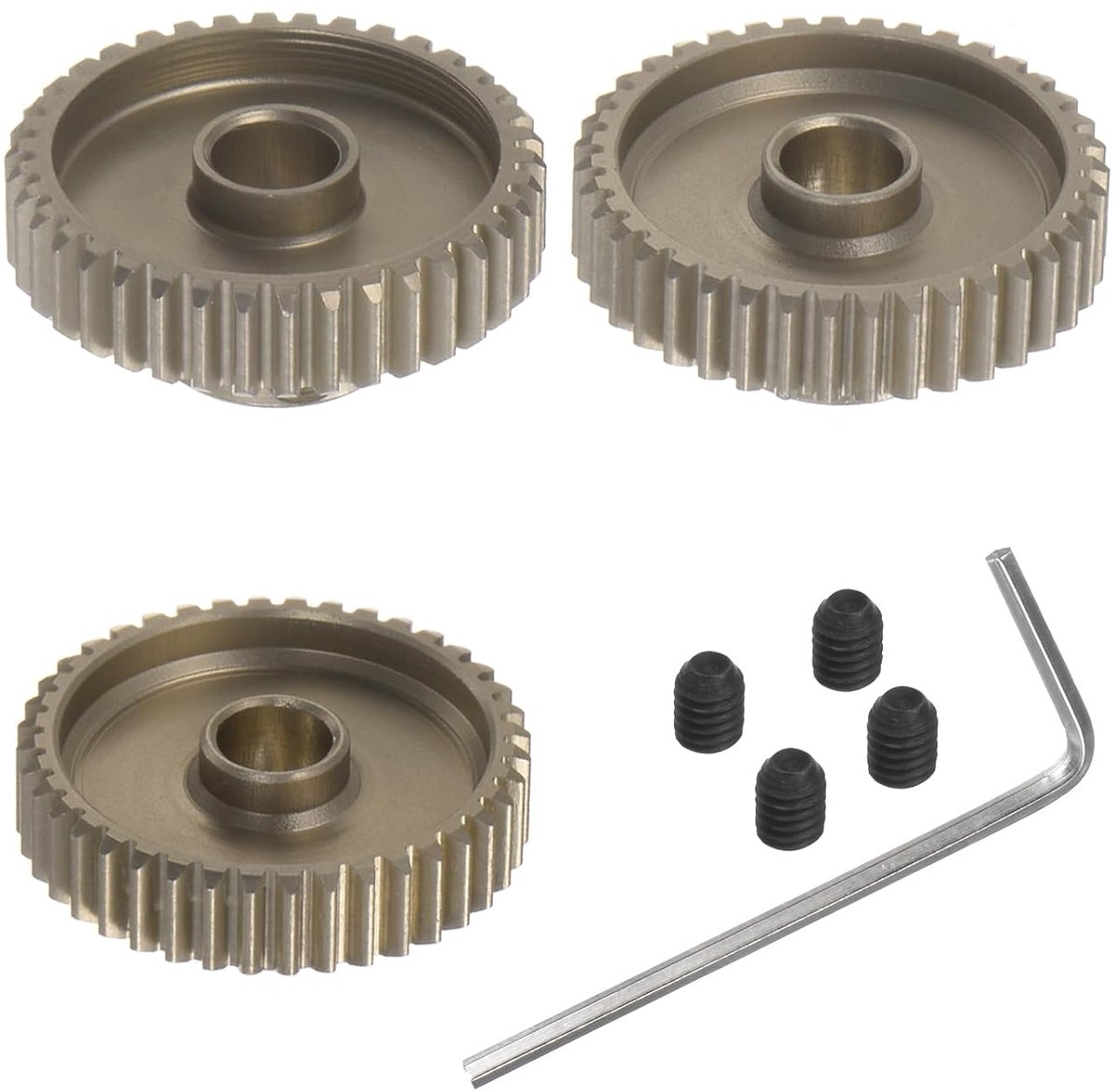 3 stuks 48DP tandwielset - [5 mm boring x 38T 39T 40T geharde stalen tanden] motortandwielen voor RC-auto's, trucks, buggies, met inbussleutel