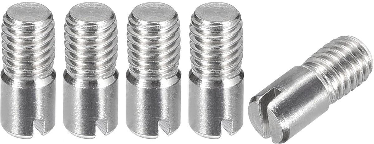 sourcing map 5 stuks M5 x 12 mm cilindrische pennen met sleuf van 304 roestvrij staal, schroefdraadpennen voor het positioneren van meubels en kasten