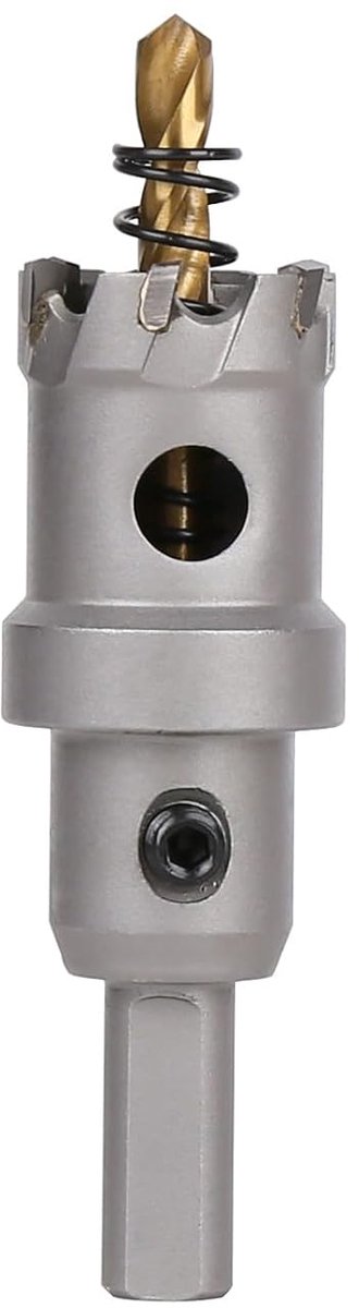 25 mm hardmetalen gatzaag, gatboor met centreerboor, hardmetalen boor voor metaal, roestvrij staal, bouwstaal, aluminium, koper, ijzer, kunststof, glasvezel