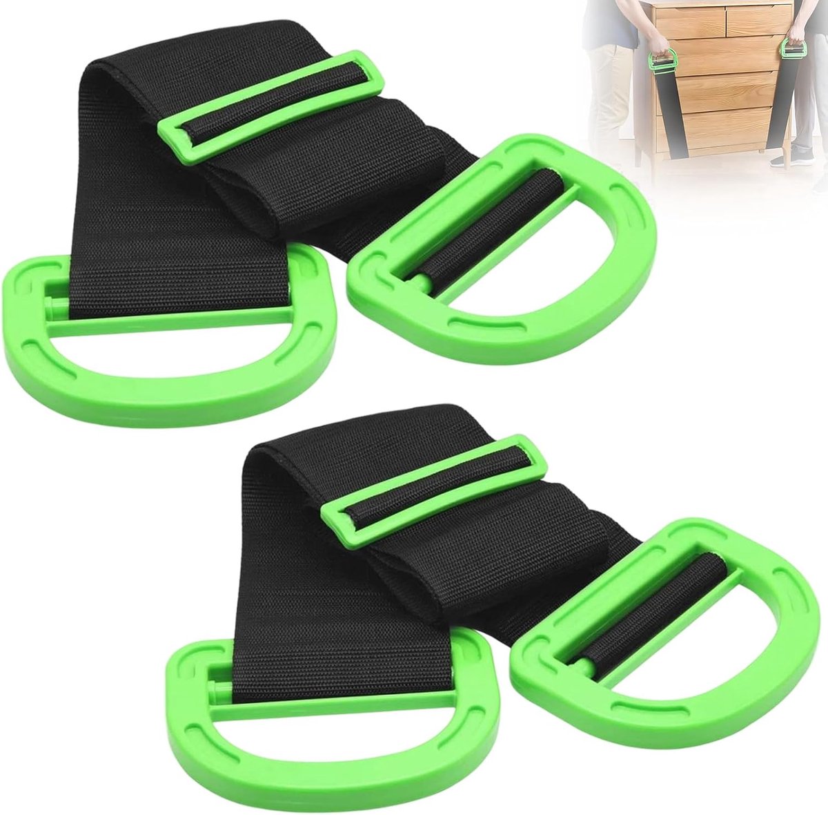 2 stuks verstelbare draagriemen voor verhuizing, riem voor hefkisten, meubels, lussen, multifunctioneel, voor het vervoer van meubels, matrassen, koelkasten en kasten