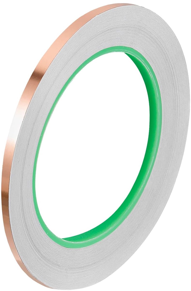 Koperband, 0,2 inch x 21 m, 0,1 dikke koperfolie, tape, dubbelzijdig geleidende lijm, EMI-afscherming voor elektronische schakelingen, aarding