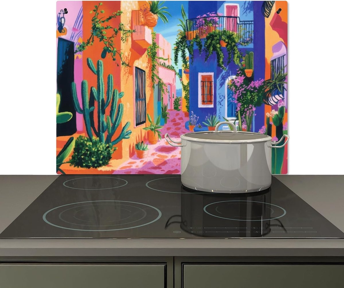 Spatscherm Keuken 52x70 cm Kookplaat Achterwand Beschermer Muur Spatwand Fornuis Aluminium Hittebestendig - Geel - Blauw - Oranje - Huis