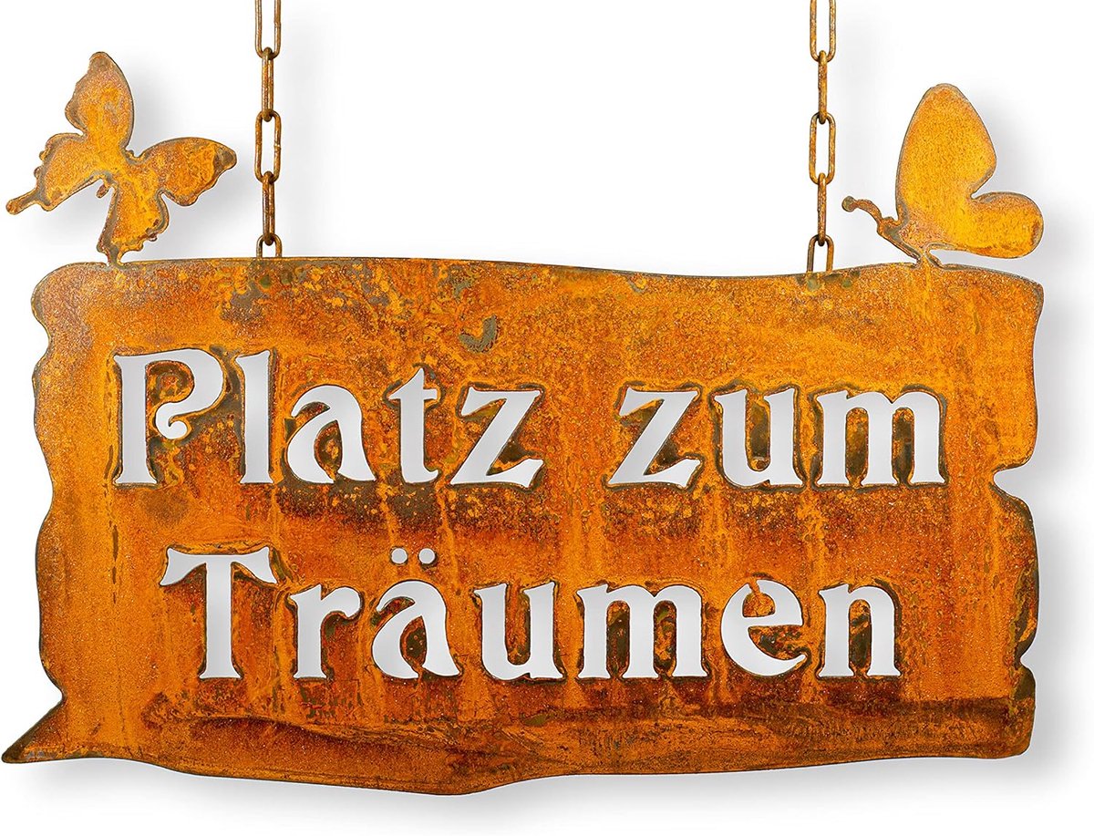 bord "Plaats om te dromen" om op te hangen - weerbestendige tuindecoratie - patina decoratie voor tuin, terras en balkon