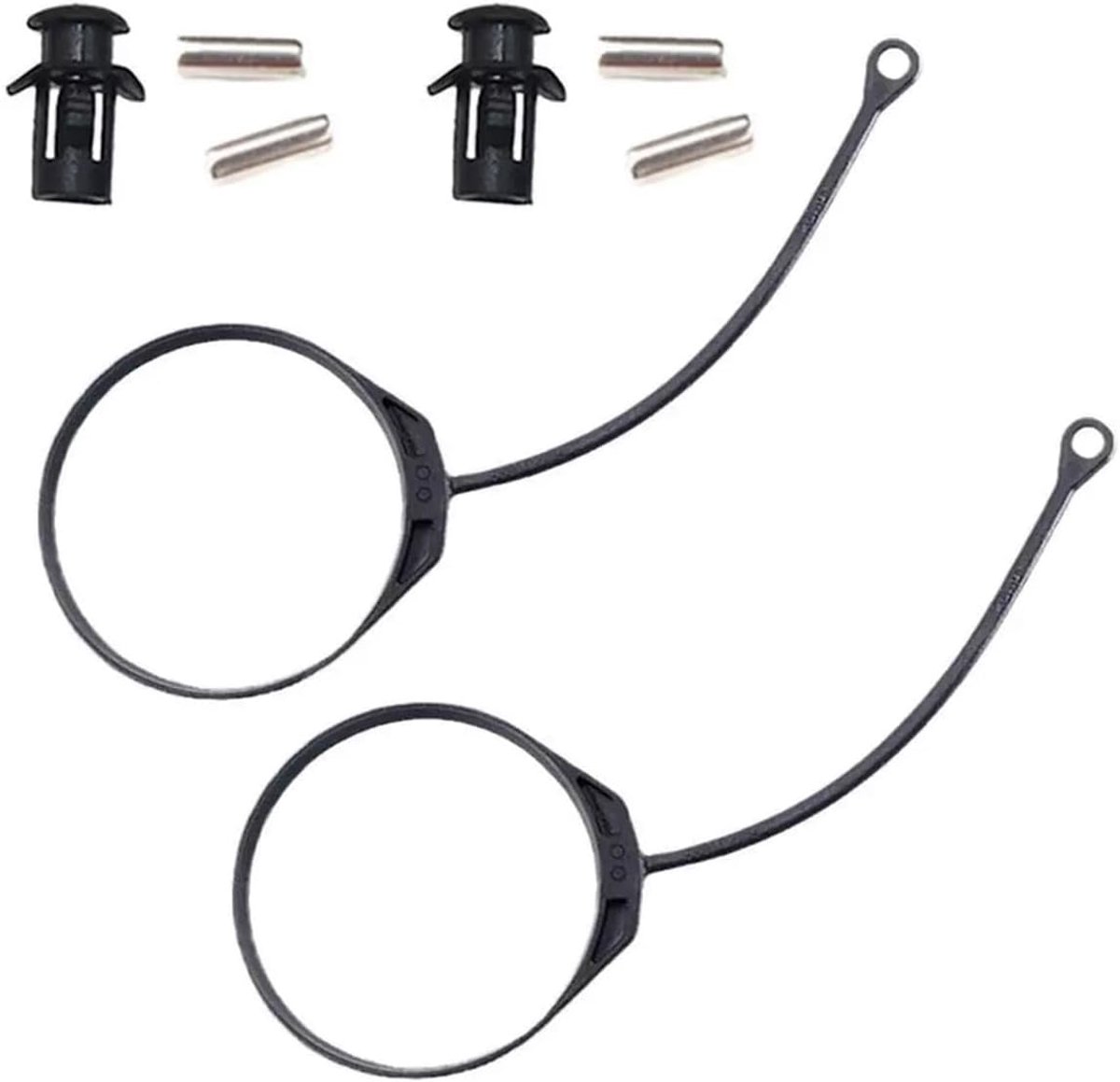 2 stuks bevestigingsriemen voor tankdeksel, type 3, recht met ring, reservetouw van rubber, compatibel met VW Passat Bora en andere voertuigen