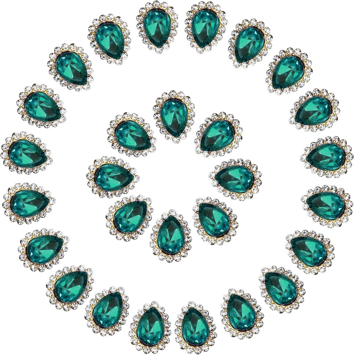 1,02 cm Opnaai-strass, 50 stuks druppelvormige kristal strass steentjes met puntige achterkant edelstenen metaal platte achterkant voor handwerk schoenen jurk kleding oorbel riem naai