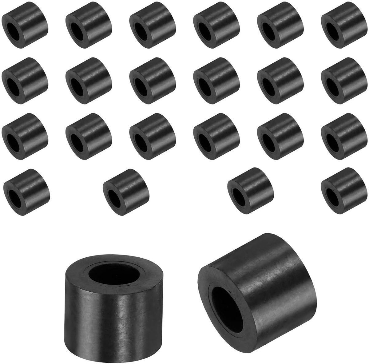 24 stuks rubberen sluitringen rubberspacers 20mm buitendiameter x 10mm binnendiameter x 15mm hoogte zwart ronde afstandshulzen dikke rubberen schijven rubberen afstandshouders
