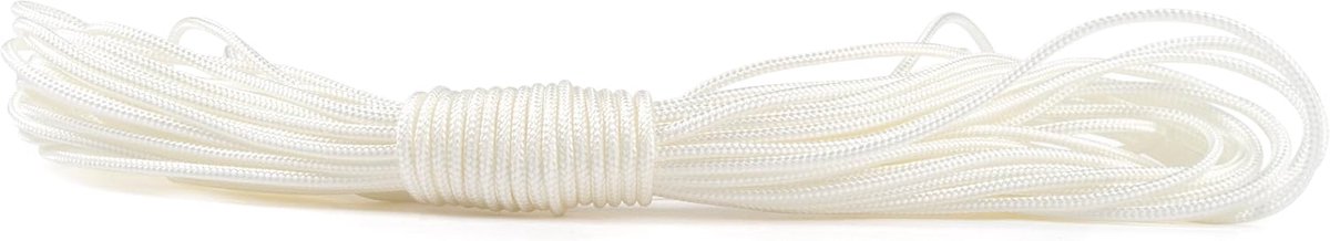 Touw Paracord 6mm Wit 20m – Gevlochten met kern – Breekkracht 620kg – Hoogsterk paracord koord voor kamperen & outdoor