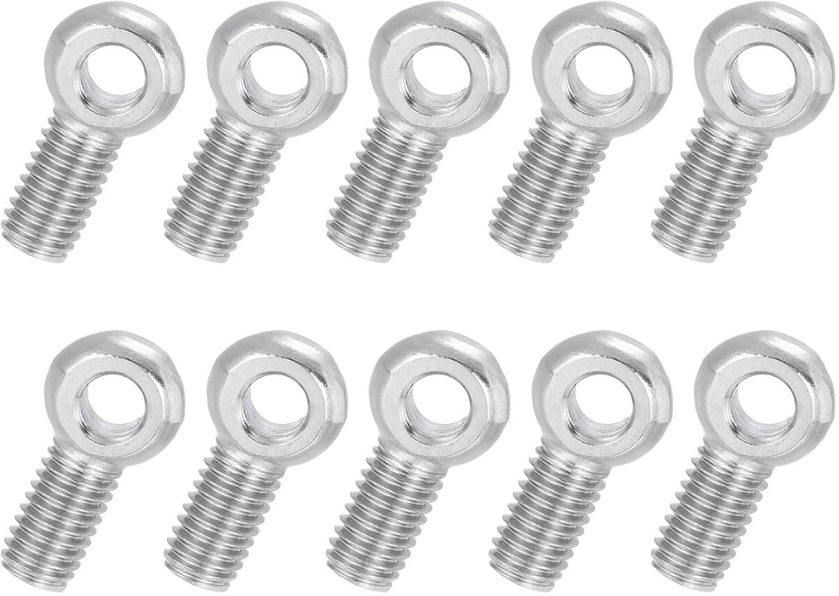 10 stuks M8 x 20 mm draaibare schouder oogbout 304 roestvrij staal metrisch volledige schroefdraad visoog sleufgat schroef rigging bout metalen bevestigingsschroeven zilverkleurig
