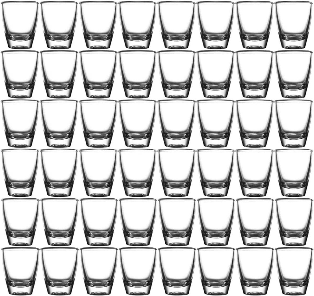 Borrelglazen, set van 48, kristalheldere borrelglazen, transparante shotglazen, dikke glazen bekers, kleine likeurglazen, voor vakantie, familiebars, bijeenkomsten, 35 ml (48 stuks