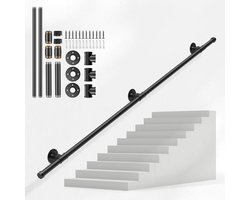 Leuningen voor trappen, Couleeur metalen reling wandgemonteerde leuning voor indoor trapleuning, veiligheid handrail antislip industriële smeedijzeren pijptrap voor slijtvast, corrosiebestendig (2 m)