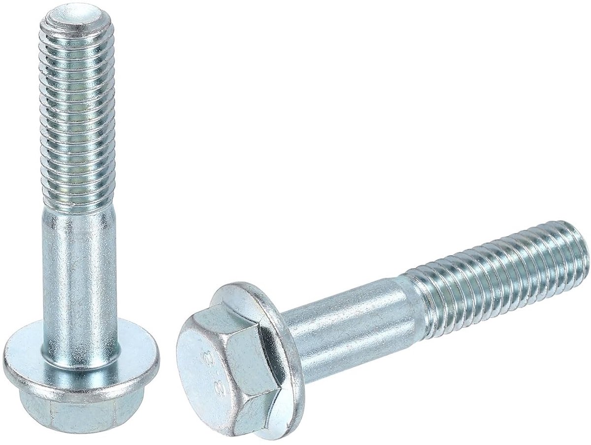 10 stuks M10-1,5 x 50 mm metrische flens zeskantschroef gedeeltelijke schroefdraad DIN 6921 flensschroeven zeskantschroeven koolstofstaal verzinkt blauw/wit