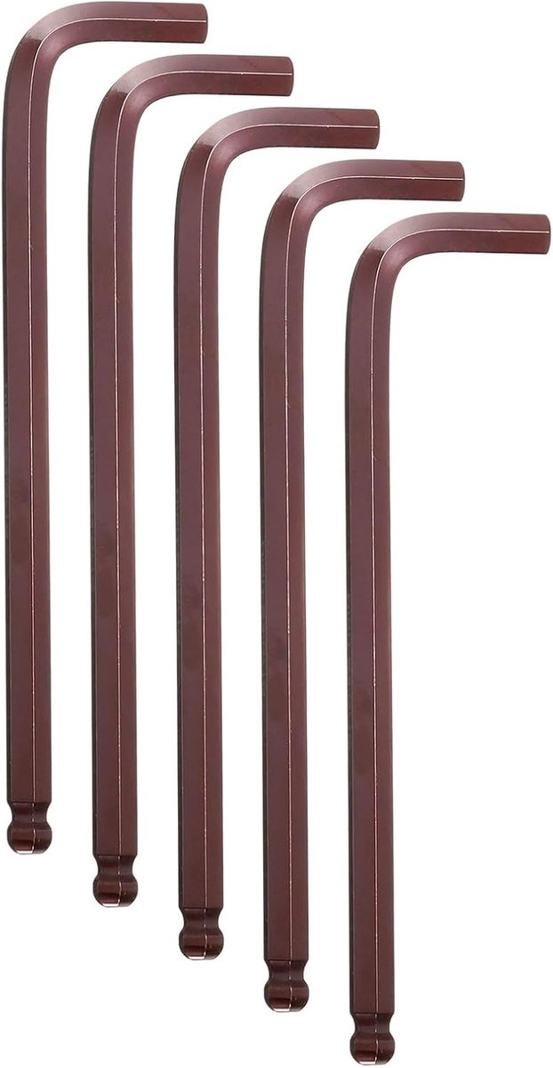 5 stuks balkop, inbussleutel, 5/16 inch, SAE S2 staal, lange arm, L-vorm, inbussleutel, reparatiegereedschap voor thuis, fiets, motorfiets, reparatie, rood-bruin