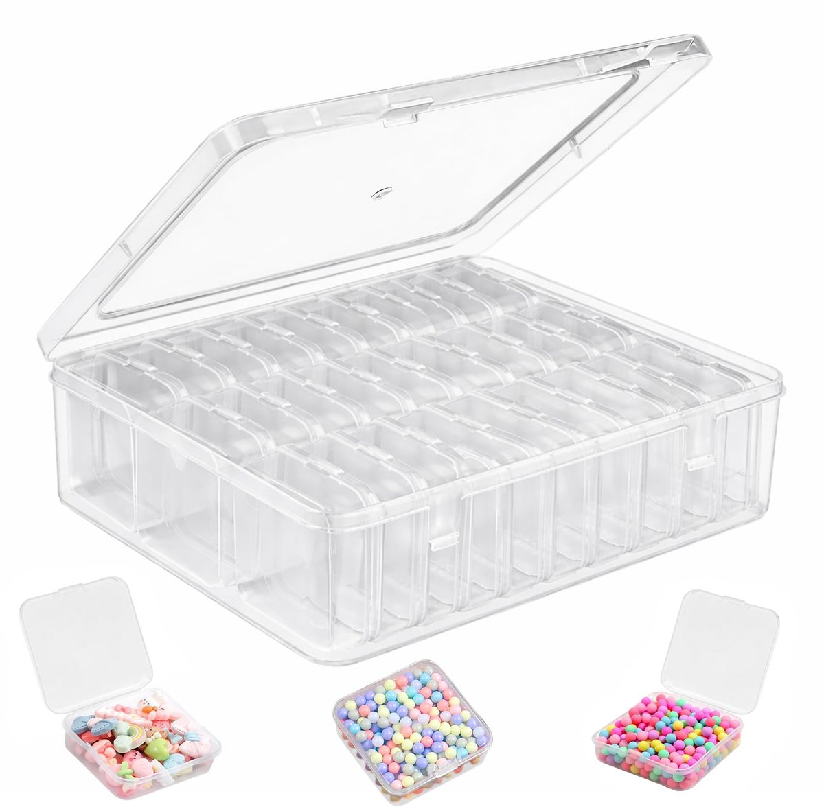 Opbergdozen 30 stuks - kleine kunststof mini-dozen - transparant met deksel - SnelShoppen