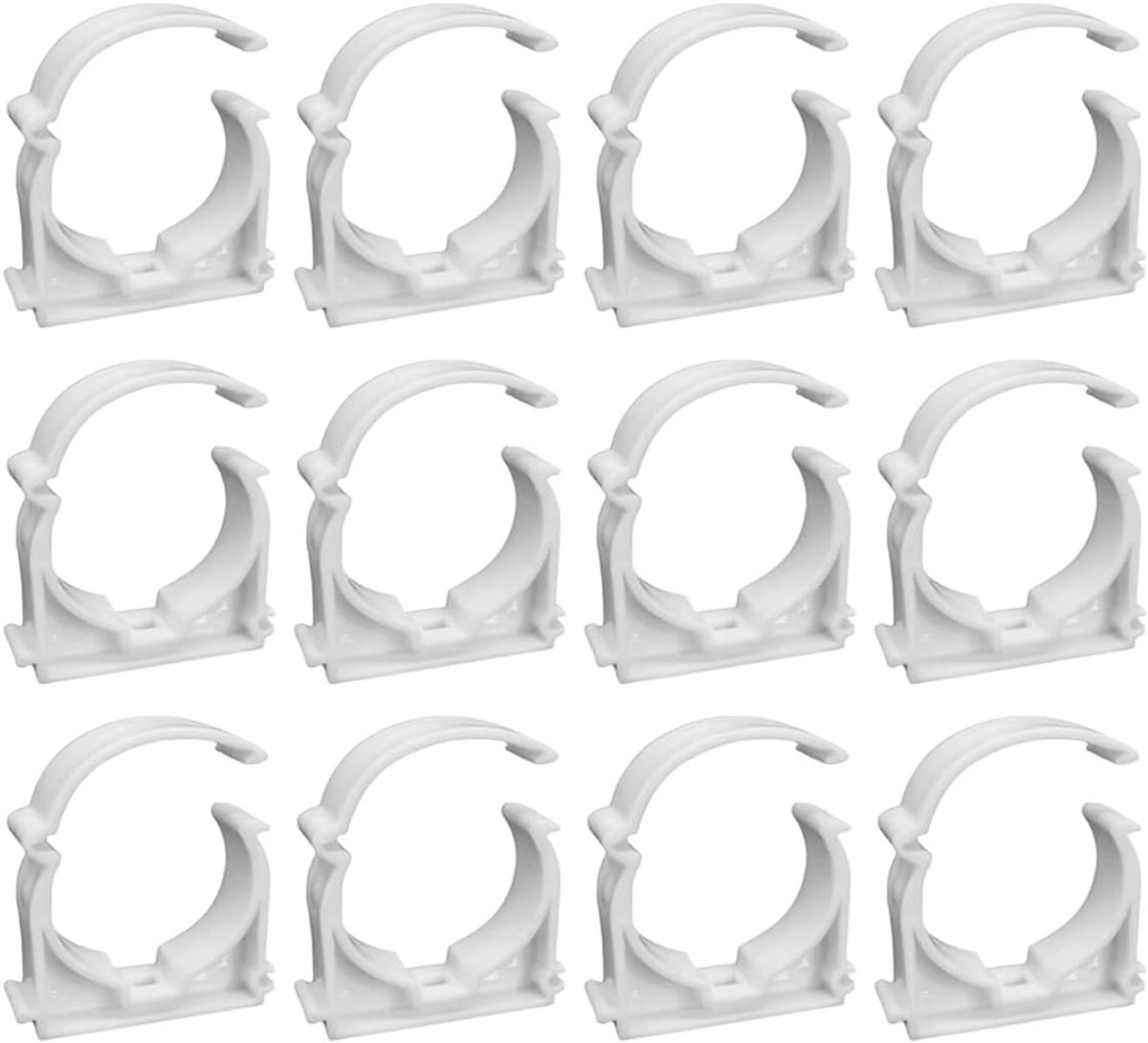 12 stuks kunststof slangklemmen, 40 mm U-vormige waterpijp-bevestigingsclips voor keuken, zwembad, badkamer buisbevestiging (wit)