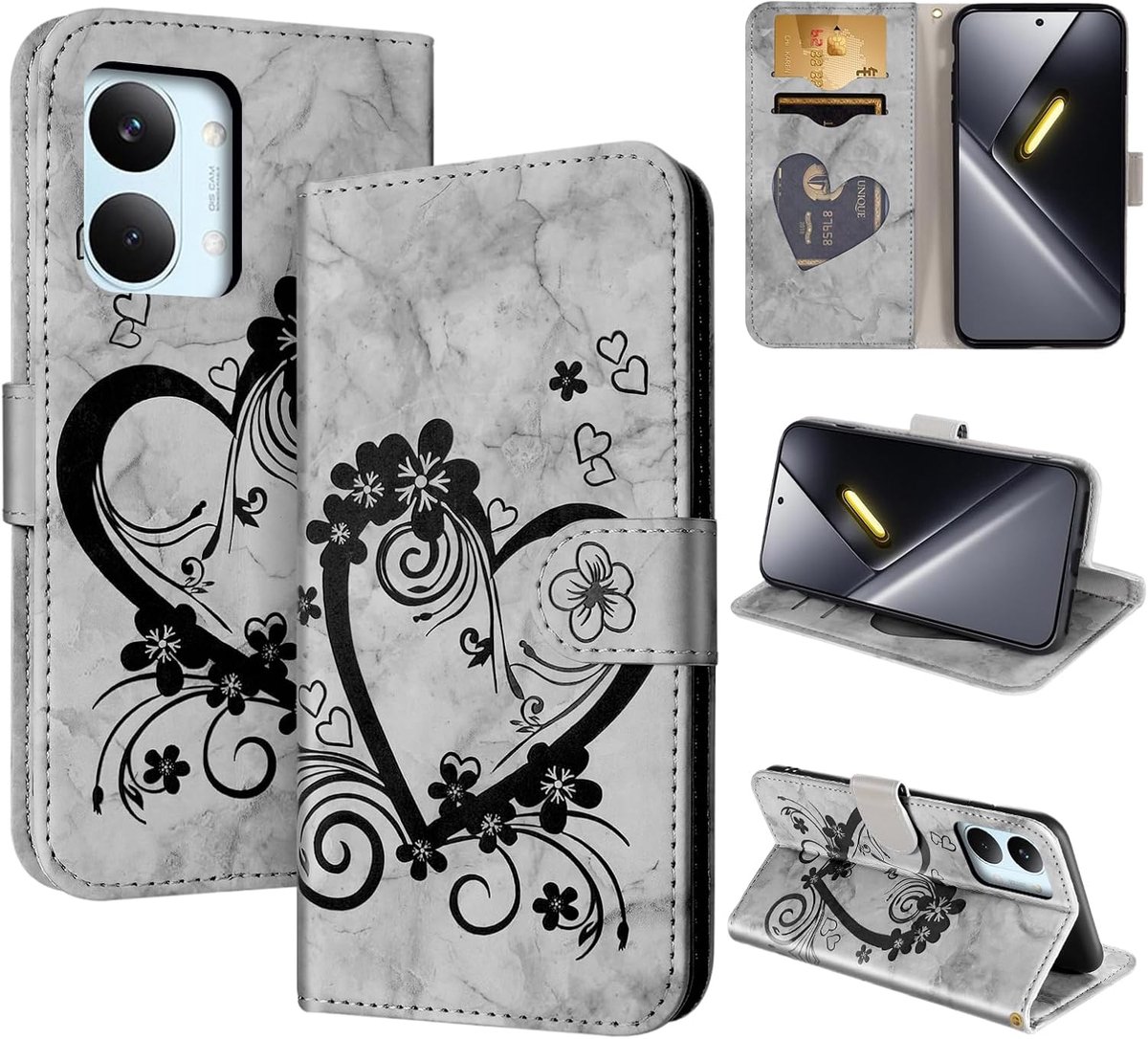 Telefoonhoesje voor Xiaomi Poco X8 Pro Max, PU-leren portemonnee, kaartenvak, flipcase, beschermhoes, klaphoes voor Xiaomi Poco X8 Pro Max, zwart