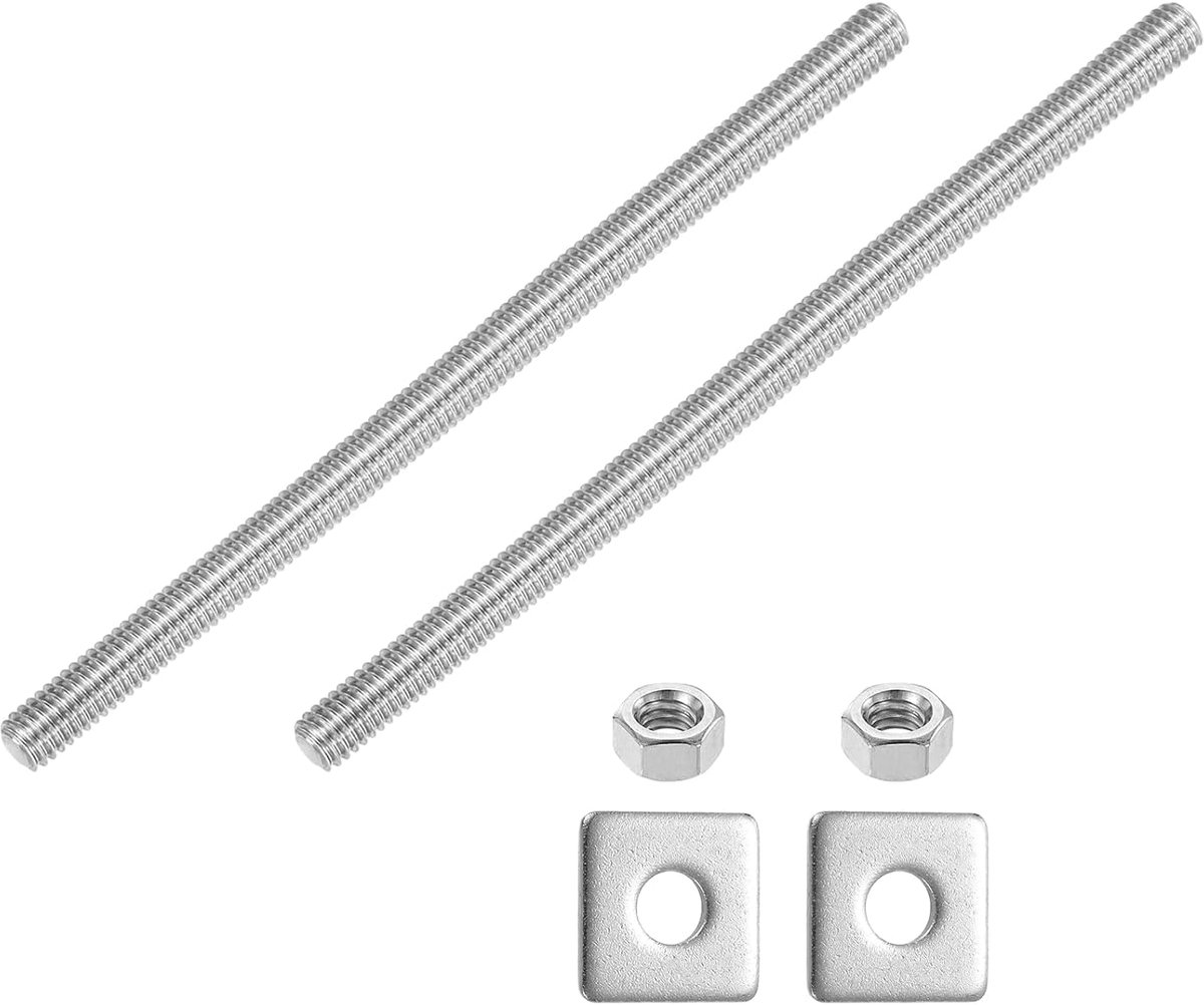 2 stuks 5/16"-18 UNC volledige schroefdraadstang 304 roestvrij staal lange schroefdraadschroef 150 mm lengte rechtse schroefdraad met vierkante schijven voor meubelmontage bevestiging