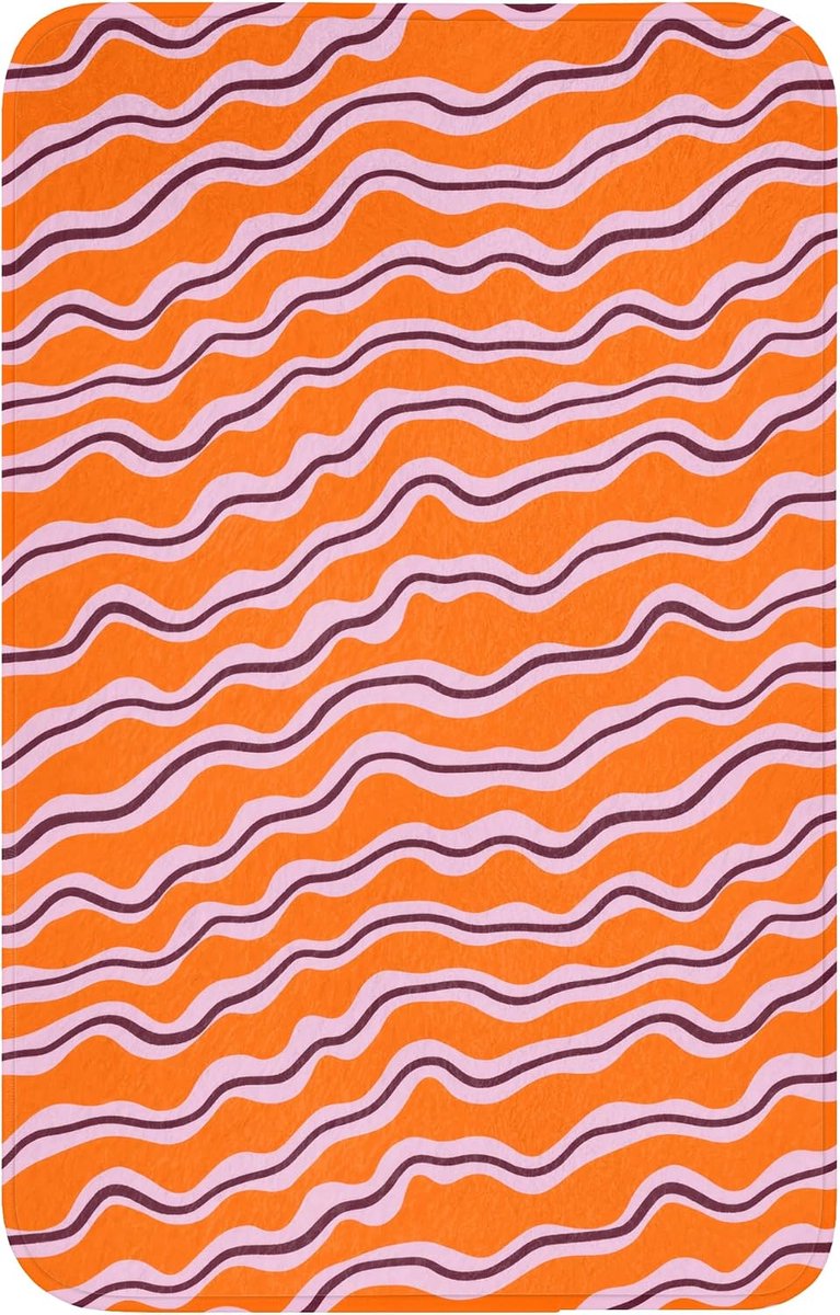 Badmat Rechthoekig 50x80 cm Badkamer Accessoires Bath Mat Anti Slip Wc Memory Foam Wasbaar Zacht Bathroom Toilet Mats Washable Retro - Golvend - Oranje