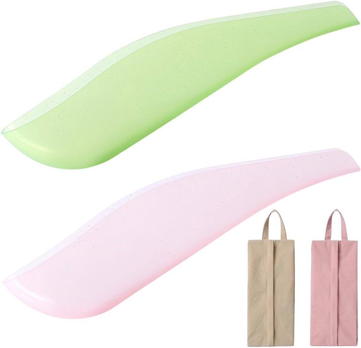 2 stuks Staande Plashulp voor Vrouwen, Draagbare Urinetrechter, Herbriikbaar, met Opbergtasje (Roze + Groen), Geschikt voor Kamperen, Wandelen en Reizen