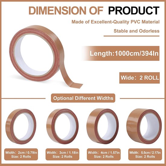 2 rollen pvc-plakband, premium Amerikaans plakband, waterdicht, isolatietape voor zware toepassingen, ducttape voor binnen en buiten (W: 2 cm / L: 100 cm) — afbeelding 4