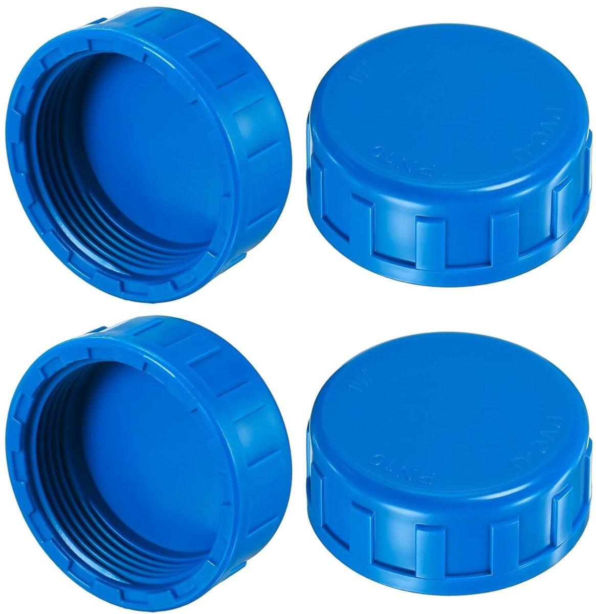 4-pack 1-1/2 inch PVC buiseindkap stekkeradapter, binnendraad watereindkapconnector voor buitengazon/tuin/irrigatiesystemen, binnentanden eindpijppluggen [blauw]