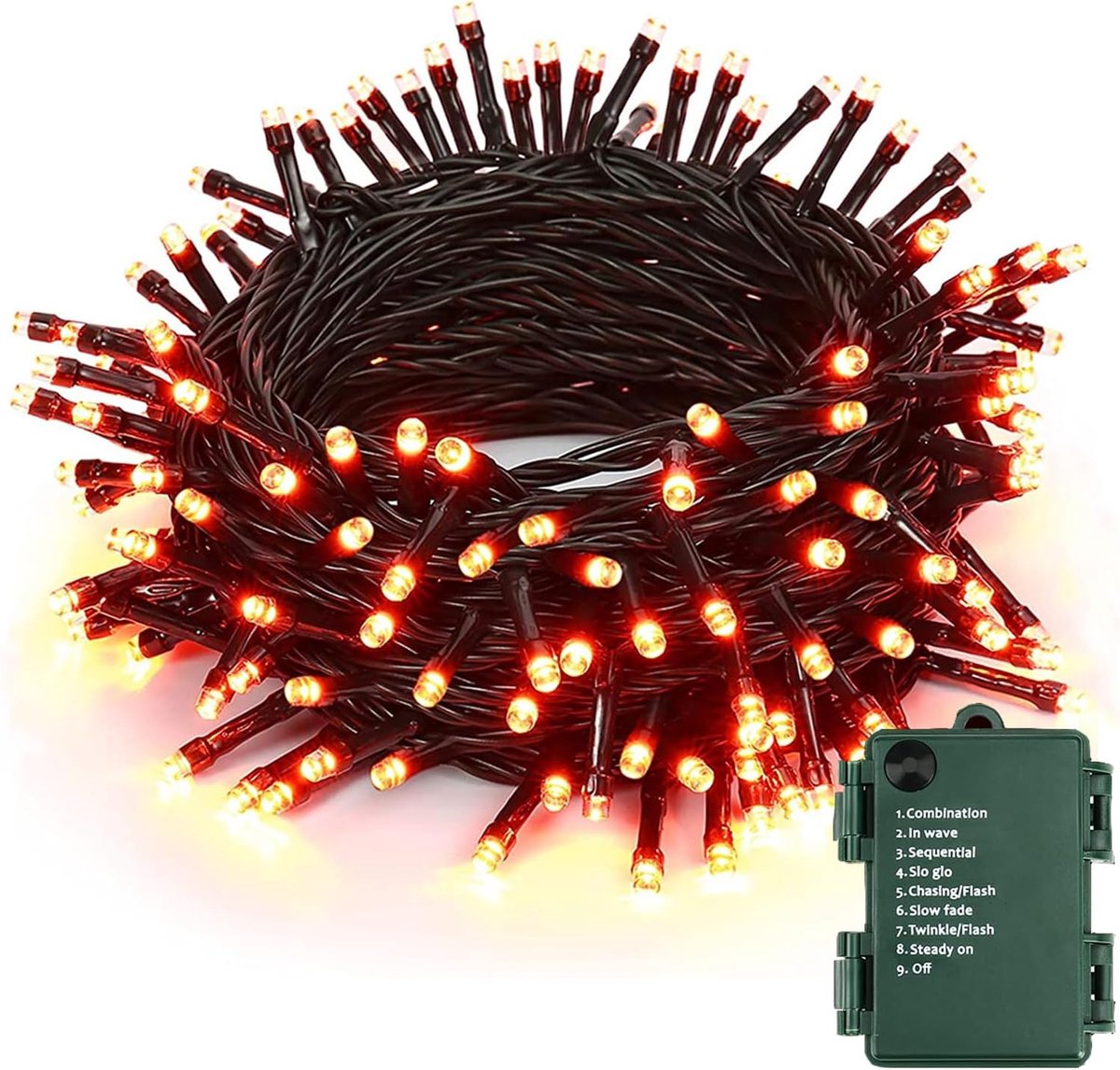 Decoratie lichte keten, PhilzOps 10m 100 LED Oranje Herfst Lichte Ketens Batterij Waterdicht 8 Modi met Timer Kerstverlichting voor Binnenkamer Huishoudelijke Tuin Terras Thanksgiving
