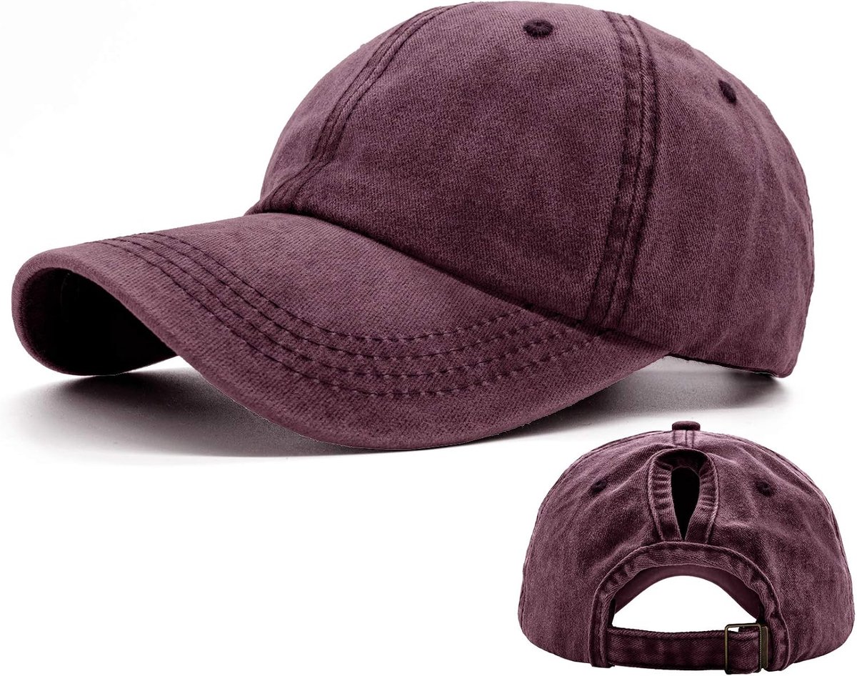 damespet vlecht pet vintage ademend verstelbare cap voor paardenstaart, zonnebescherming, hip hop pet, lang haar, katoenen pet meisjes baseballpet zomer
