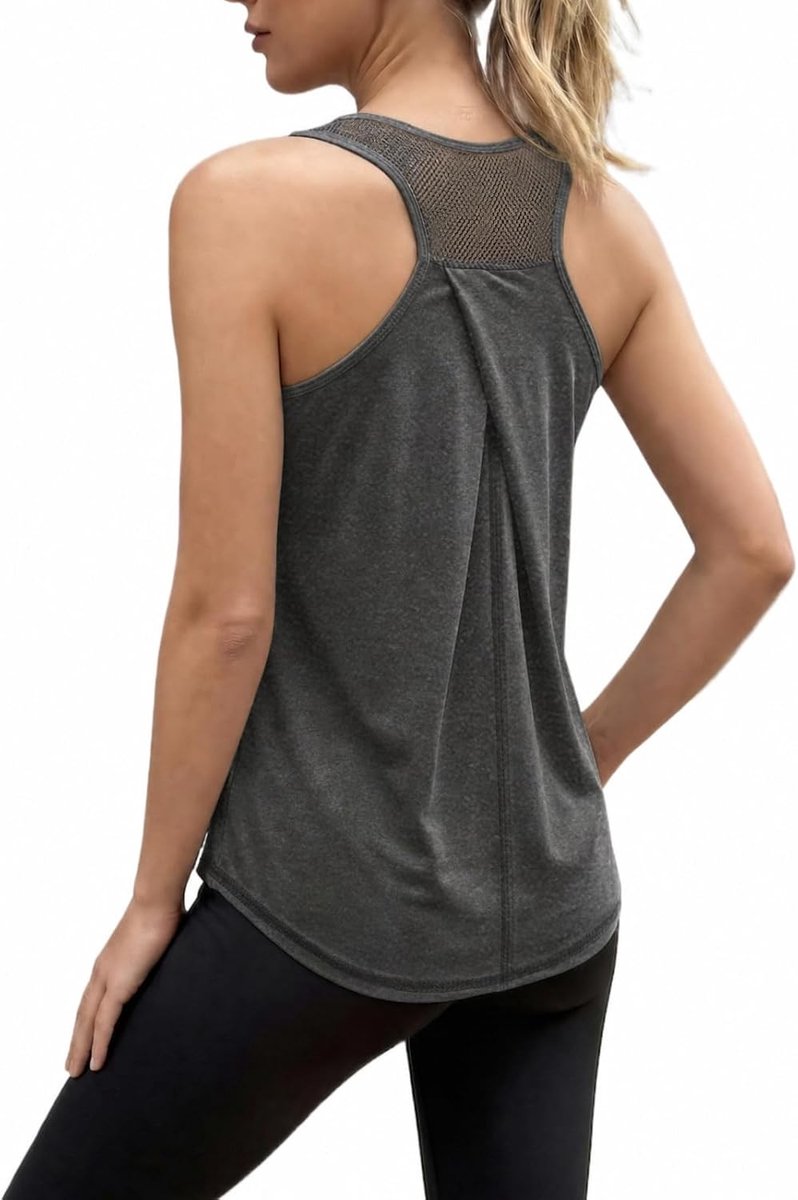 Dames workout tops racerback mouwloos tanktop mesh sportshirt yoga gym tops