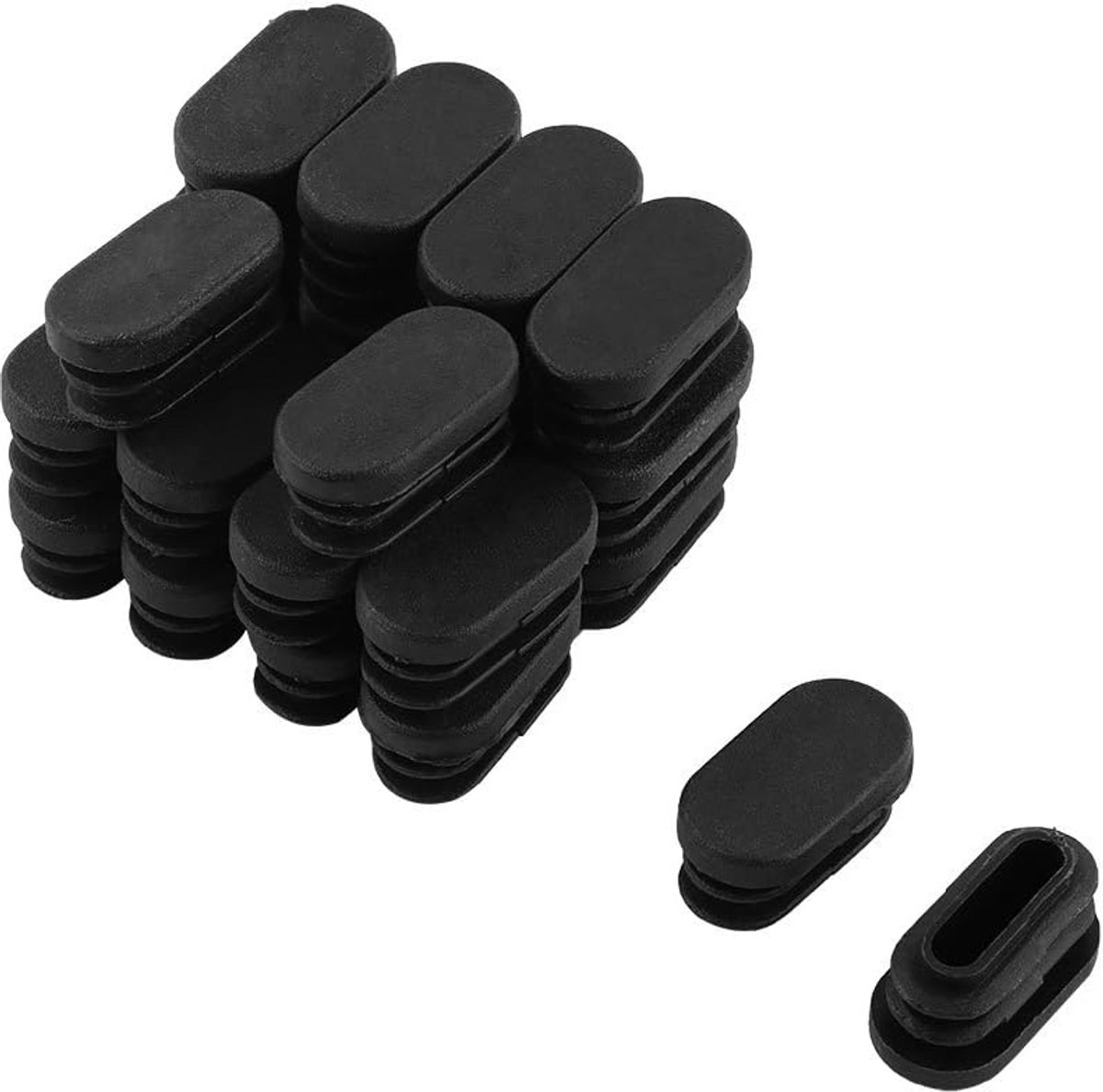 Plastic Ovaal Vormige Eindbeker Buis Insert Zwart 24 Stks