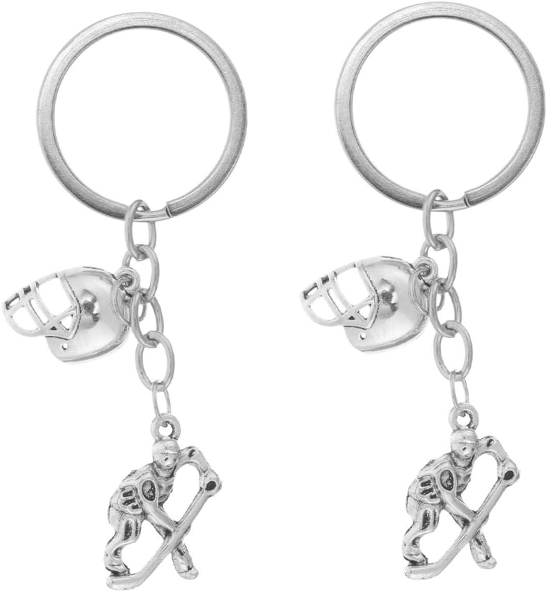 Hockeysleutelhanger - Sport Sleutelhanger - Sleutels Organiseren - Uniek Hockey Design - 8 x 3 cm - Zilver