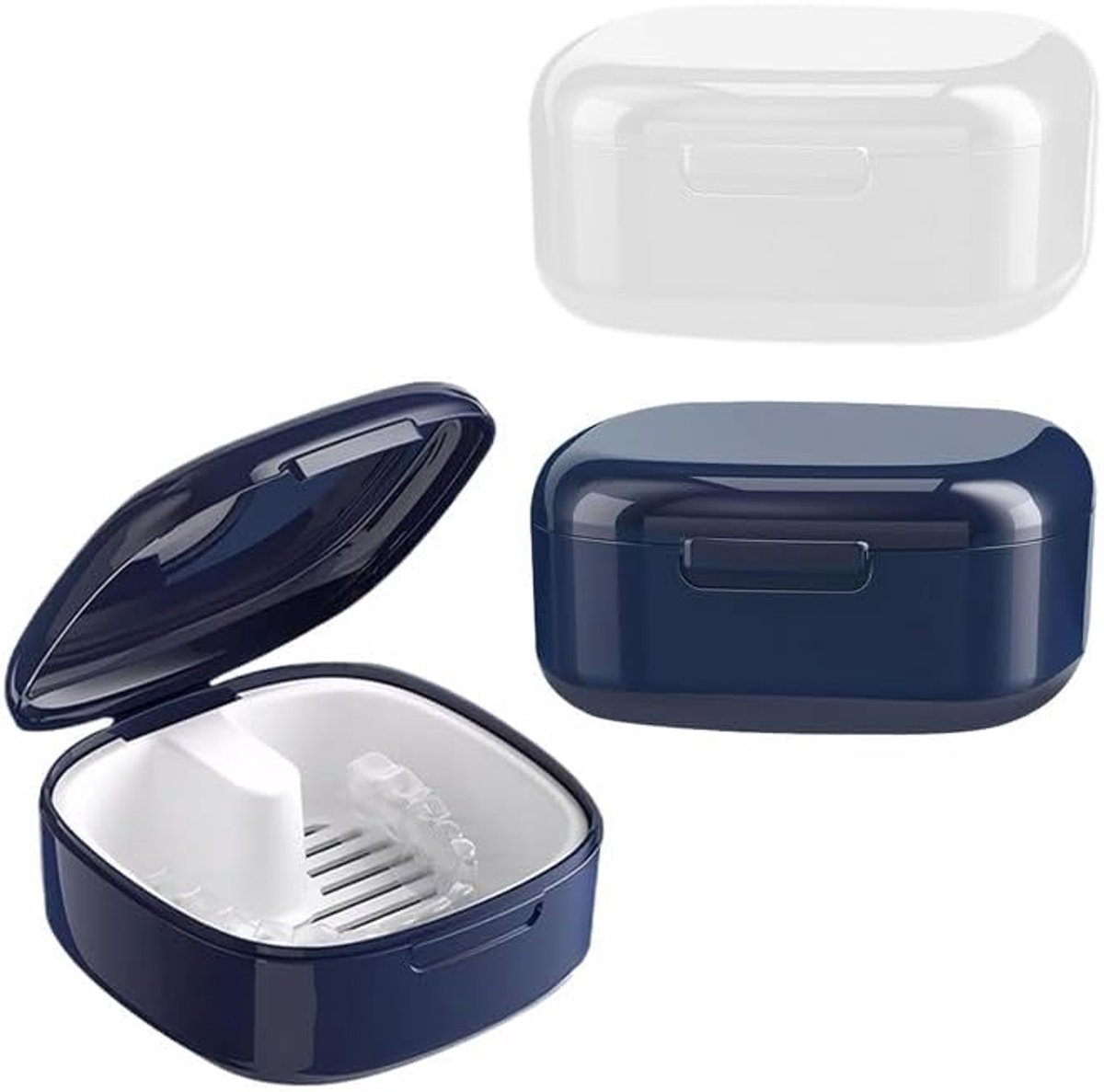 2 stuks gebitsdoos, prothesedoos, tandprothesen, houder, tandprothesenbox met zeef met ophanging, voor het opbergen van tandprothesen, draagbaar, geschikt voor uitgaan en reizen