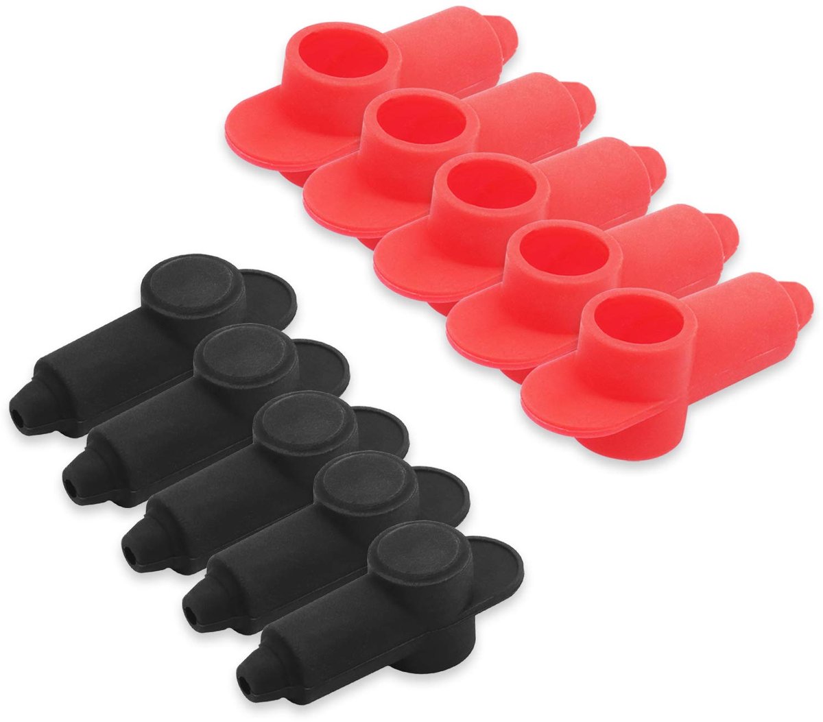 Silicone accupool afdekkingen, 10st, rood/zwart kortsluitbescherming | accupool bescherming, kortsluiting preventie, voor 10-2 AWG kabel, 5-35 mm², auto boot vrachtwagen