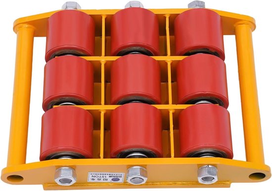 15T transportchassis, machine-verhuizer, 360° rotatie, zware wielen, stuurwielen, zware wielen, transportroller, meubeltransportwielen, pantserwielen, industriële wielen, transporthulp, geel — afbeelding 5