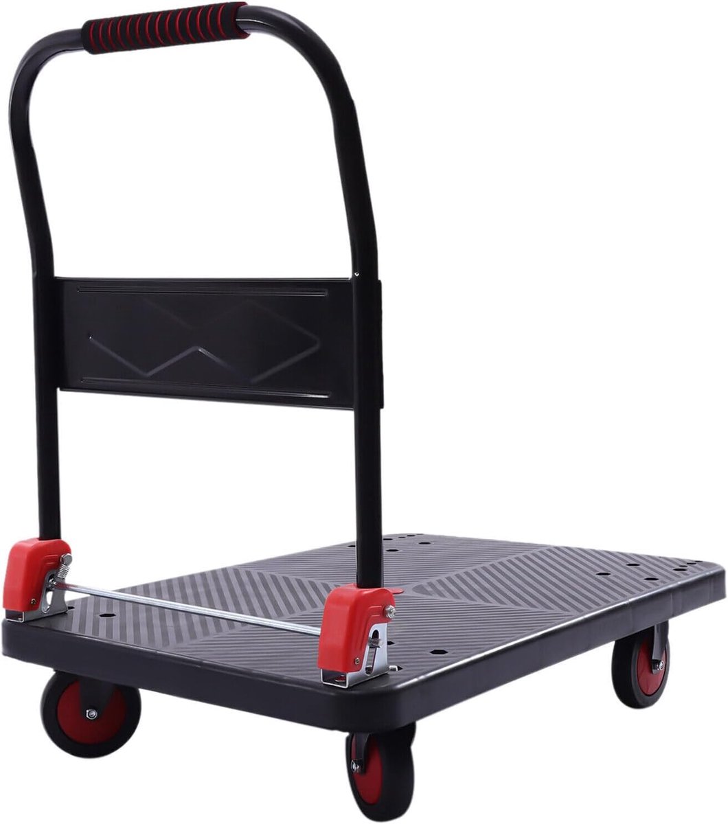 Platformwagen, vrachtwagen, rolwagen, inklapbaar, transportwagen, platformwagen, trolley, 400 kg, magazijnwagen, schuifbeugelwagen, transporthulp