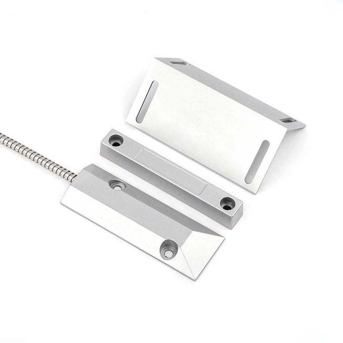 Magnetische Deurschakelaar - Poort Schakelaar - Toegangscontrole - Instelbaar Normaal Open Gesloten - 50-70mm - Zilver
