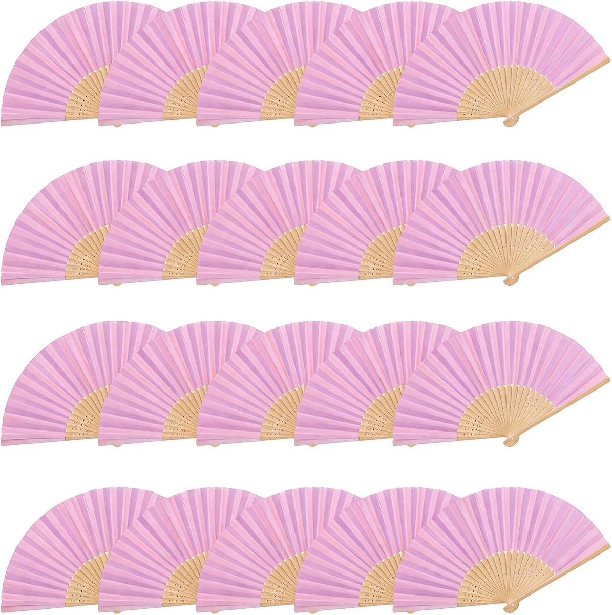 Waaiers van stof, 20 stuks, handwaaiers voor bruiloft, ter verfrissing van de gasten, waaiers, kleine bruiloftsdecoratie en gastgeschenken, vouwwaaiers voor zomer, bruiloft, cadeau, dans, roze
