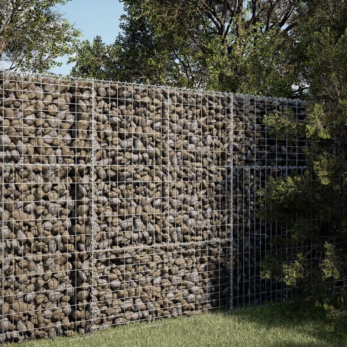 Schanskorf met afdekking, schanskorven, schanskorven, muur voor schanskorven, ter ondersteuning van schanskorven, 100 x 50 x 150 cm, van verzinkt ijzer